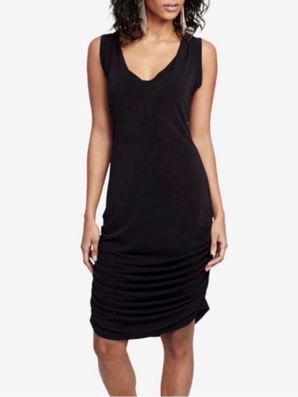 ❤️ NWT! Black RACHEL Roy Ruched Side Racerback Jersey Dress - Size Medium